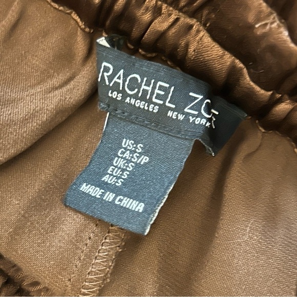 RACHEL ZOE Brown Satin Cargo Pants S - Picture 5 of 10